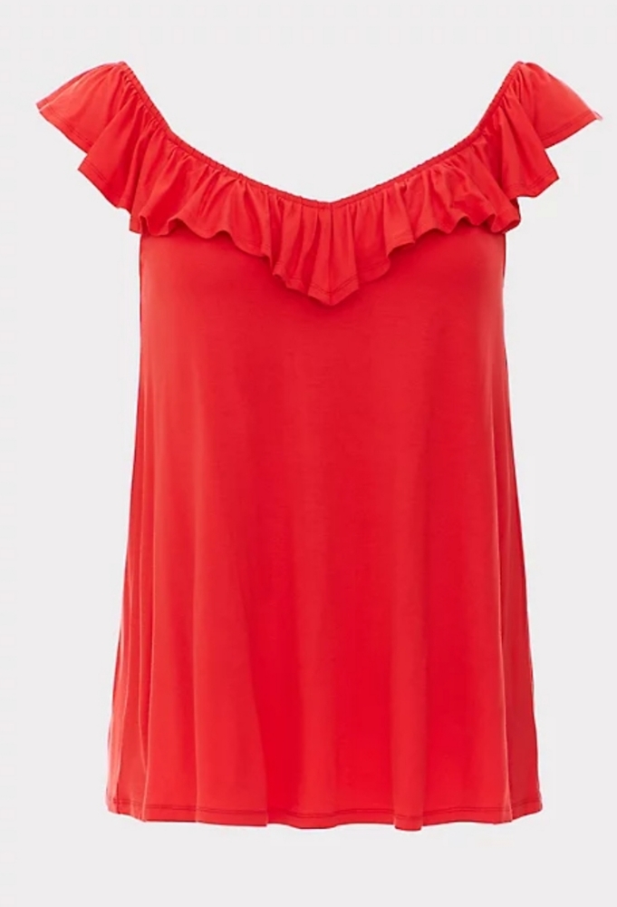 NWT Torrid Orange V-neck Ruffle Tank